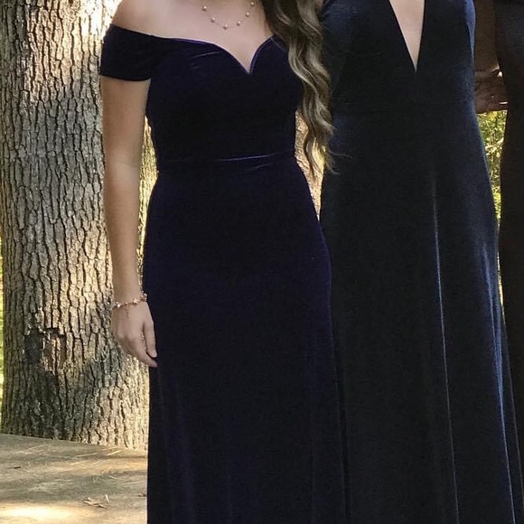 Purple Long Velvet Formal Dress Windsor - Picture 3 of 3